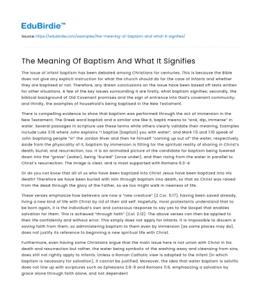 The Meaning Of Baptism And What It Signifies