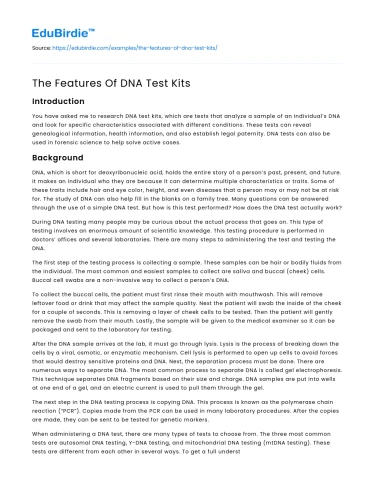 The Features Of DNA Test Kits