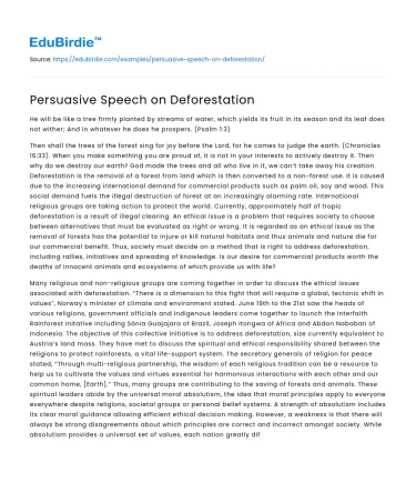 Persuasive Speech on Deforestation