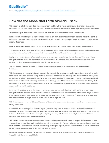 How are the Moon and Earth Similar? Essay
