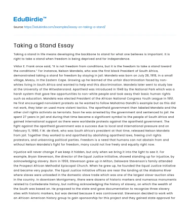 Taking a Stand Essay