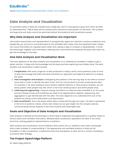 Data Analysis and Visualization