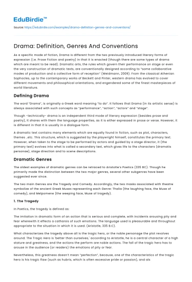Drama: Definition, Genres And Conventions