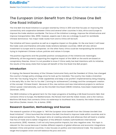 The European Union Benefit from the Chinese One Belt One Road Initiative