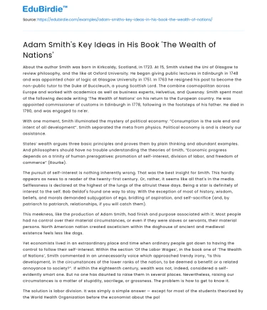 Adam Smith’s Economic Theories in ‘The Wealth of Nations’