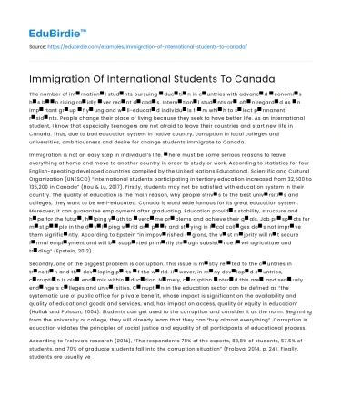 Immigration Of International Students To Canada
