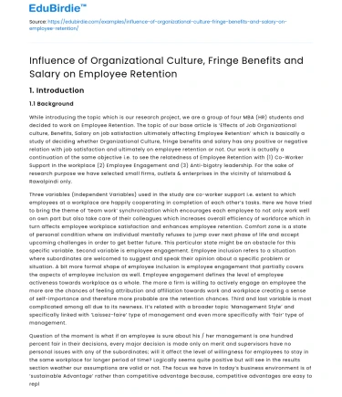 Impact of Culture, Benefits, Salary on Employee Retention