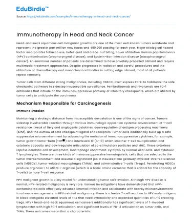 Immunotherapy in Head and Neck Cancer