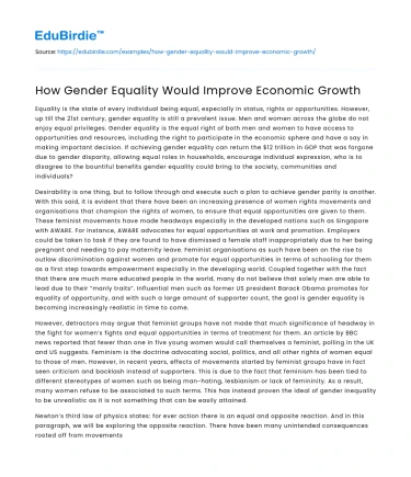 How Gender Equality Would Improve Economic Growth