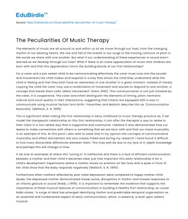 The Peculiarities Of Music Therapy