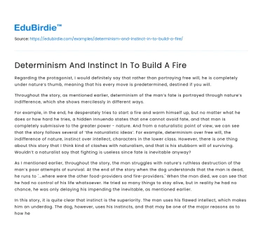 Determinism And Instinct In To Build A Fire