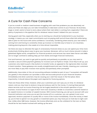 A Cure for Cash Flow Concerns