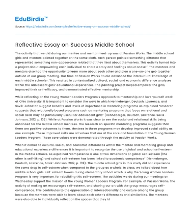 Reflective Essay on Success Middle School