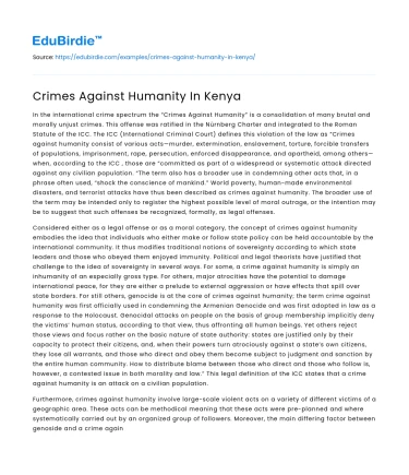 Crimes Against Humanity In Kenya