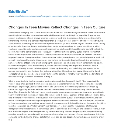 Changes In Teen Movies Reflect Changes In Teen Culture