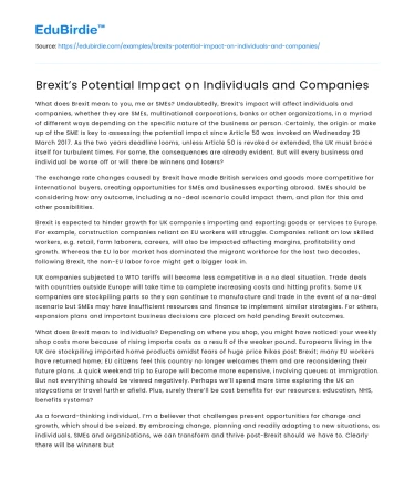 Brexit’s Potential Impact on Individuals and Companies