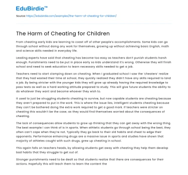 The Harm of Cheating for Children