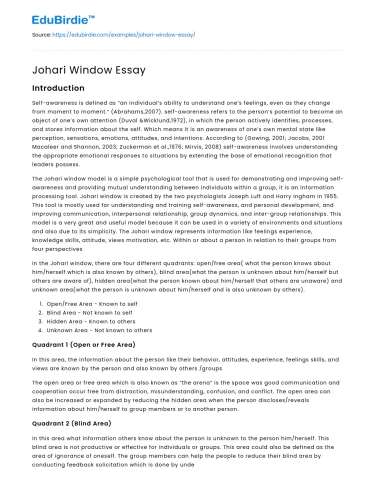 Johari Window Essay