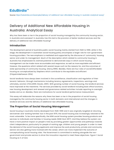 Delivering Affordable Housing in Australia