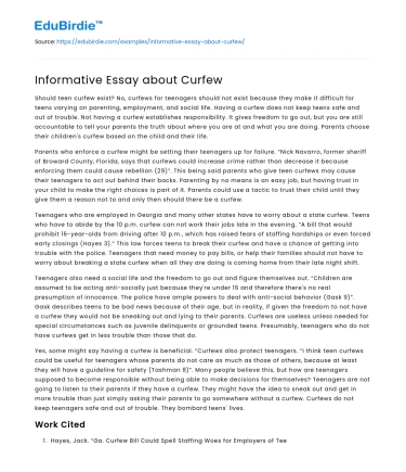 Informative Essay about Curfew