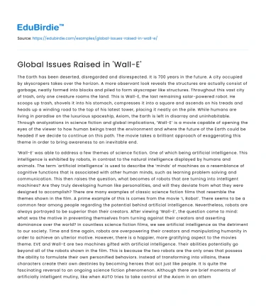 Global Issues Raised in ‘Wall-E’