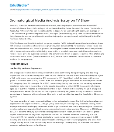 Dramaturgical Media Analysis Essay on TV Show