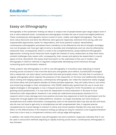 Essay on Ethnography