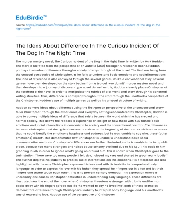 Exploring Difference in The Curious Incident of The Dog