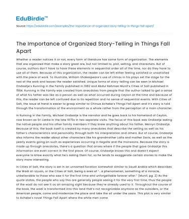 The Importance of Organized Story-Telling in Things Fall Apart