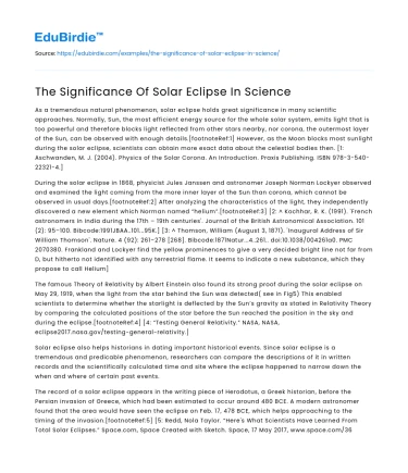 The Significance Of Solar Eclipse In Science