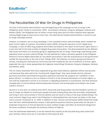 The Peculiarities Of War On Drugs In Philippines