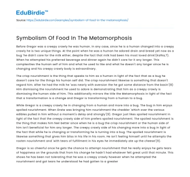Symbolism Of Food In The Metamorphosis