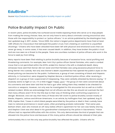 Police Brutality Impact On Public