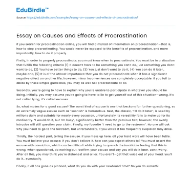 The Dynamics of Procrastination