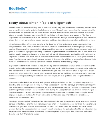 Essay about Ishtar in ‘Epic of Gilgamesh’
