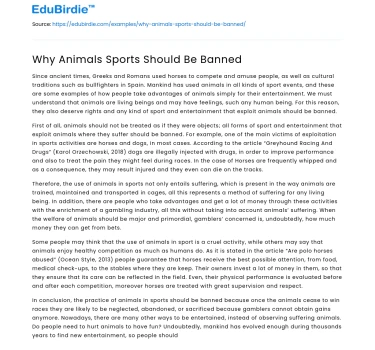 Why Animals Sports Should Be Banned