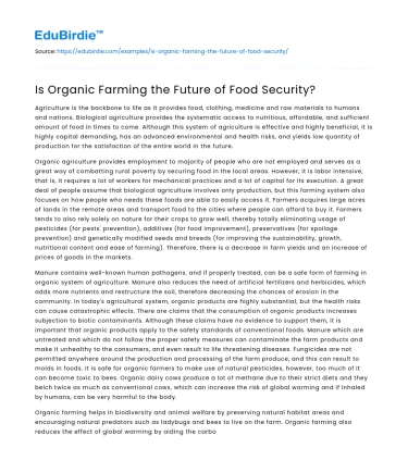 Is Organic Farming the Future of Food Security?