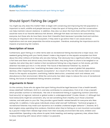 Should Sport Fishing Be Legal?
