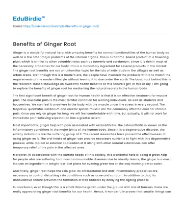 Benefits of Ginger Root