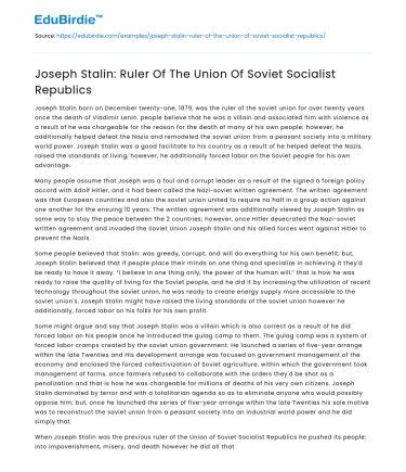 Joseph Stalin: Architect of Soviet Power