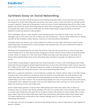 Synthesis Essay on Social Networking