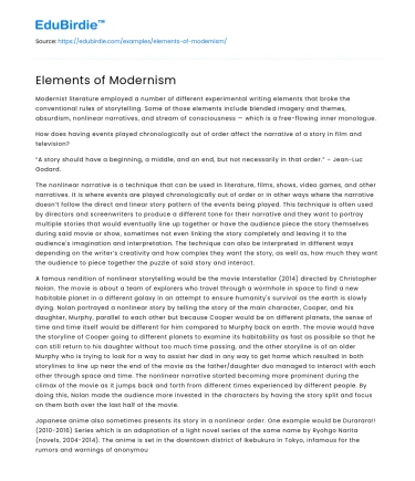 Elements of Modernism