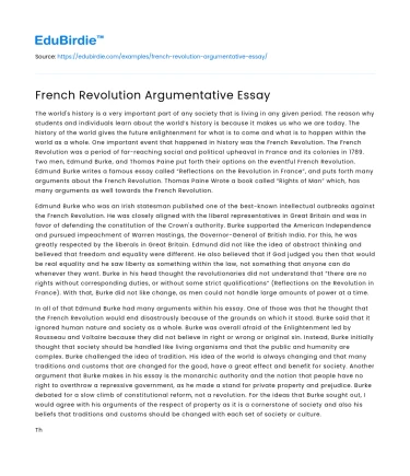 French Revolution Argumentative Essay
