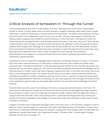 Critical Analysis of Symbolism in ‘Through the Tunnel’