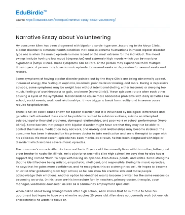 Narrative Essay about Volunteering