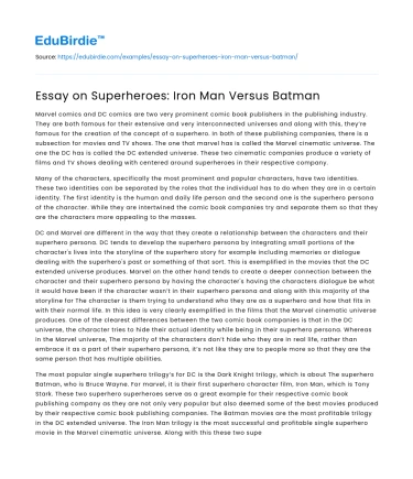 Essay on Superheroes: Iron Man Versus Batman