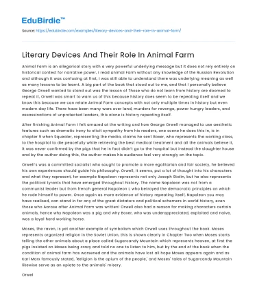 Literary Devices And Their Role In Animal Farm