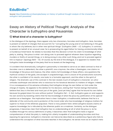 Analysis of Euthyphro and Pausanias in Political Thought