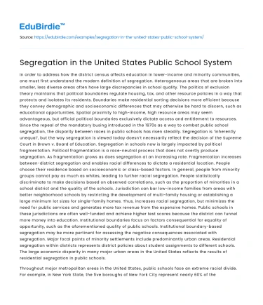 Segregation in the United States Public School System