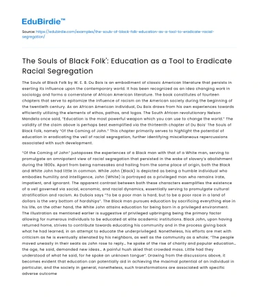 Education as Tool to Eradicate Racial Segregation